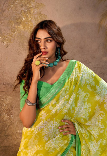 Alluring Yellow Mul Mul Cotton Saree