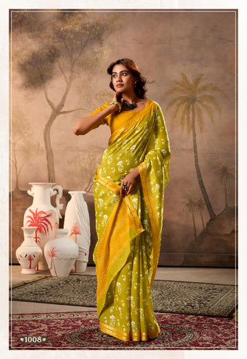 Alluring Yellow Mul Mul Cotton Saree