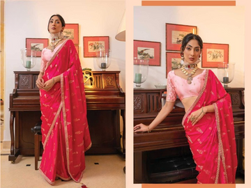 Viscose Satin Silk Party Wear Saree