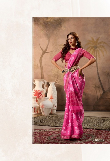Alluring Red Mul Mul Cotton Saree