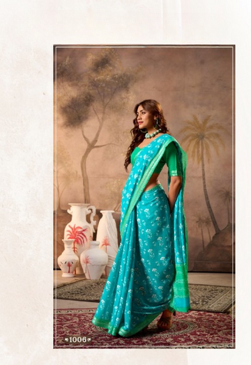 Alluring Blue Mul Mul Cotton Saree