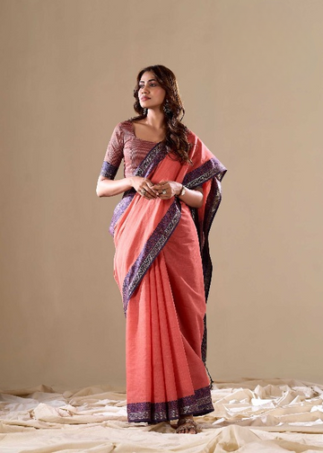 Handloom Cotton With Contrast Border