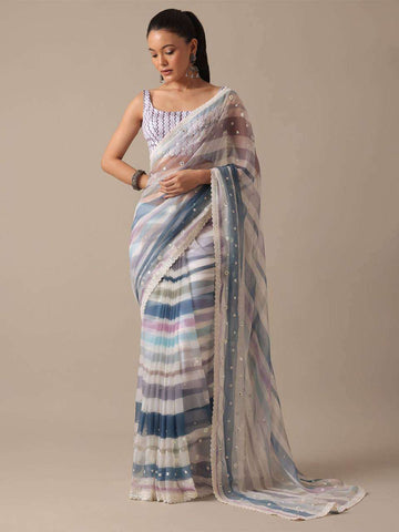 LAHERIYA PRINTED GEORGETTE WITH THREAD EMBROIDERY WORK SAREE