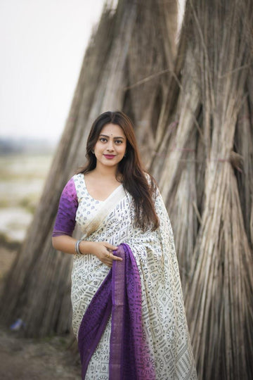 Designer Cotton Crape Saree