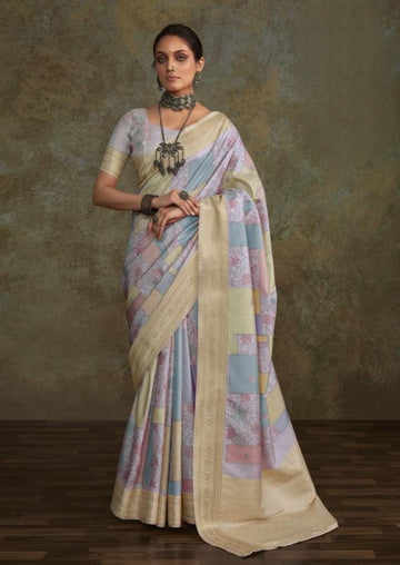 Digital Print Silk Saree with Beautiful Water color