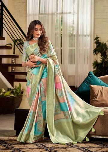 Digital Printed Silk Saree with Beautiful Water color