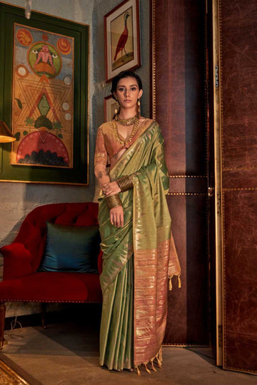 New Trendy Handloom Woven Tussar Silk Saree