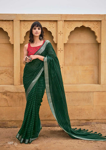 LINEN SILK SAREE WITH FANCY BLOUSE