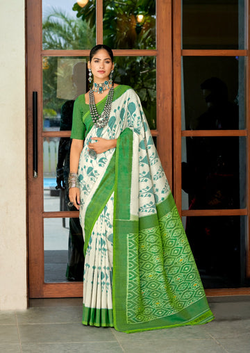 Ikkat Print Mul Mul Cotton Elegant Style Sarees