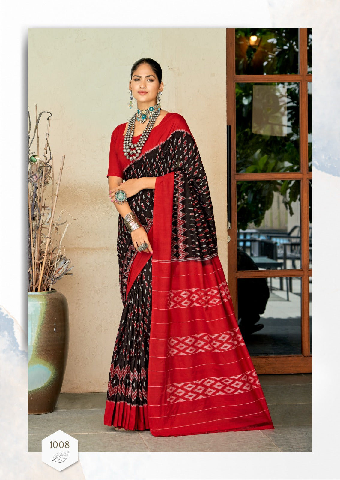 Ikkat Print Mul Mul Cotton Elegant Style Saree