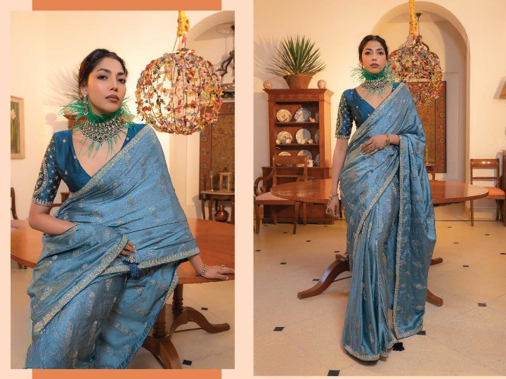 Viscose Satin Silk Party Wear Saree