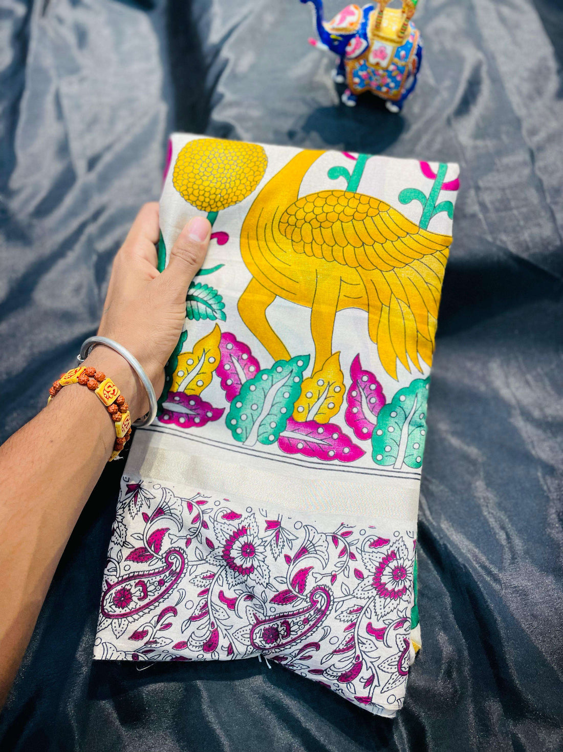 BEAUTIFUL KALAMKARI PRINTED COTTON FANCY SAREE