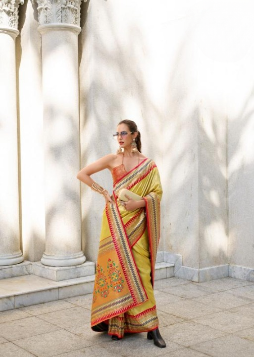Tissue Silk Traditional Saree with IIkkat Pattern