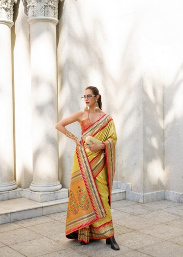 Tissue Silk Traditional Saree with IIkkat Pattern