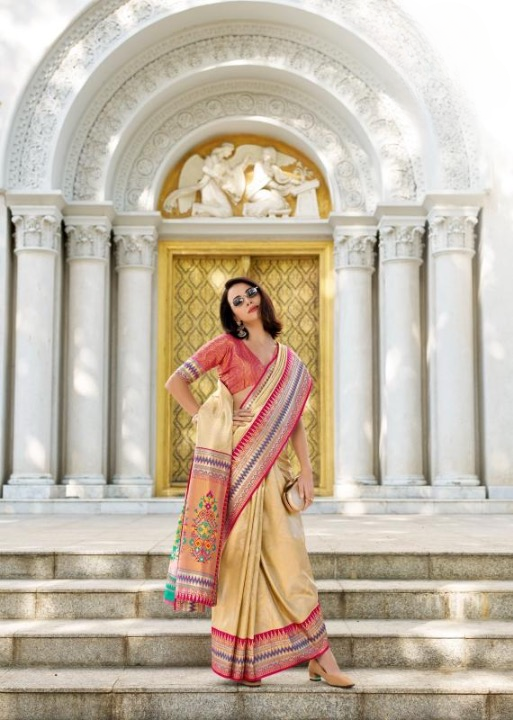 Tissuee Silk Traditional Saree with Ikkat Pattern