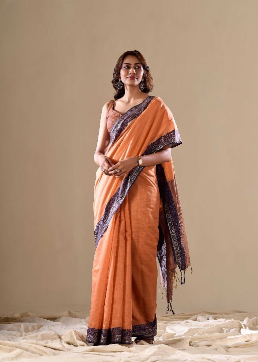 Handloom Cotton With Contrast Border