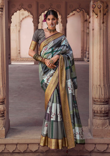 Silk Stylish Digital Print Saree for Formal Occassions