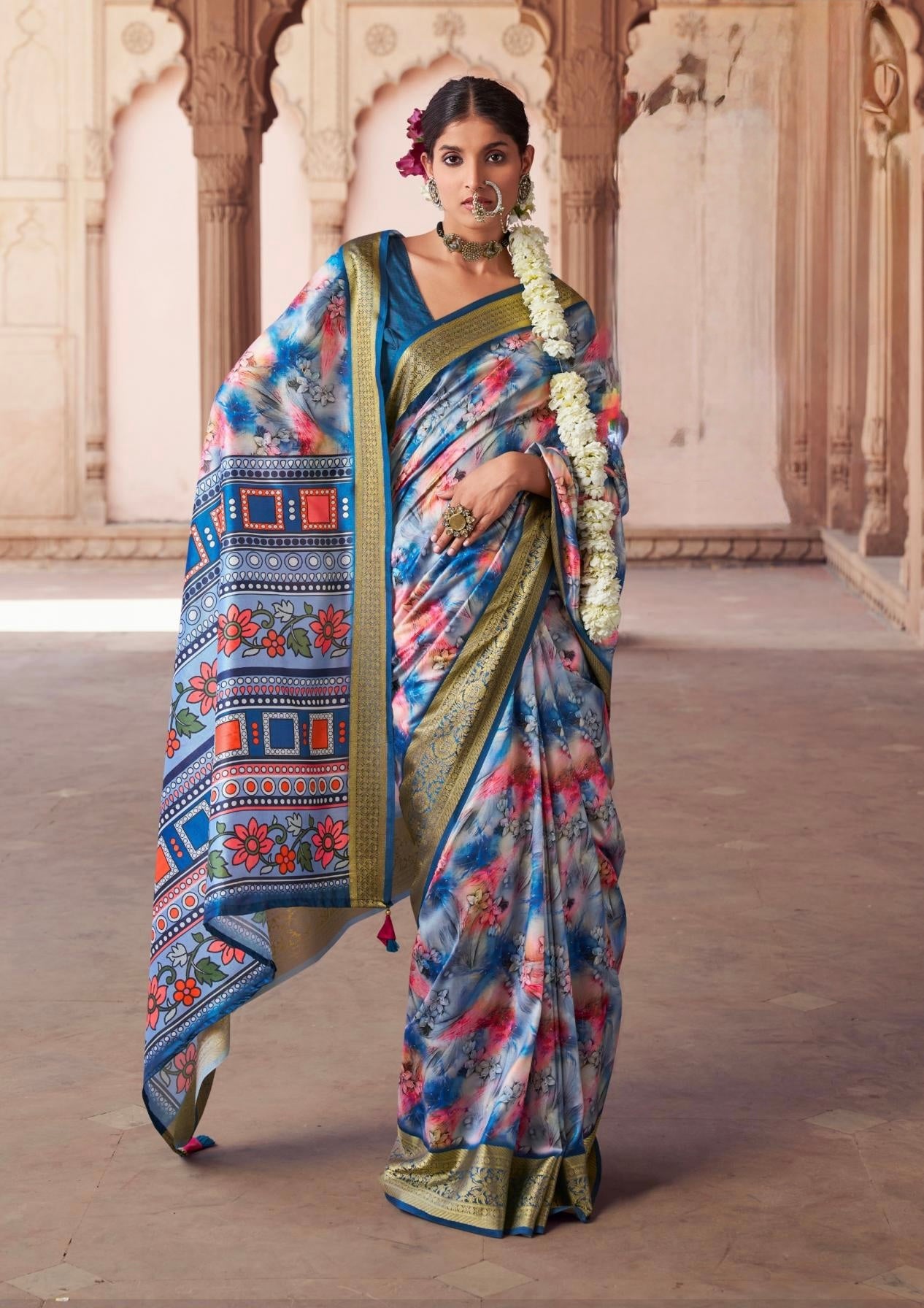 Silk Stylish Digital Print Saree for Formal Occassions