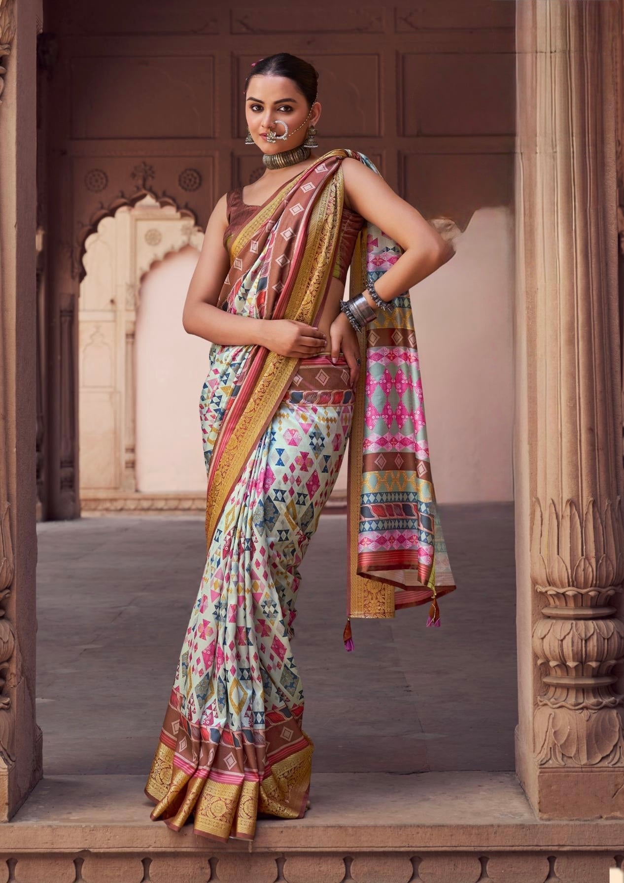 Silk Stylish Digital Print Saree for Formal Occassions