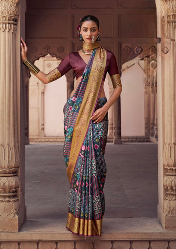Silk Stylish Digital Print Saree for Formal Occassions
