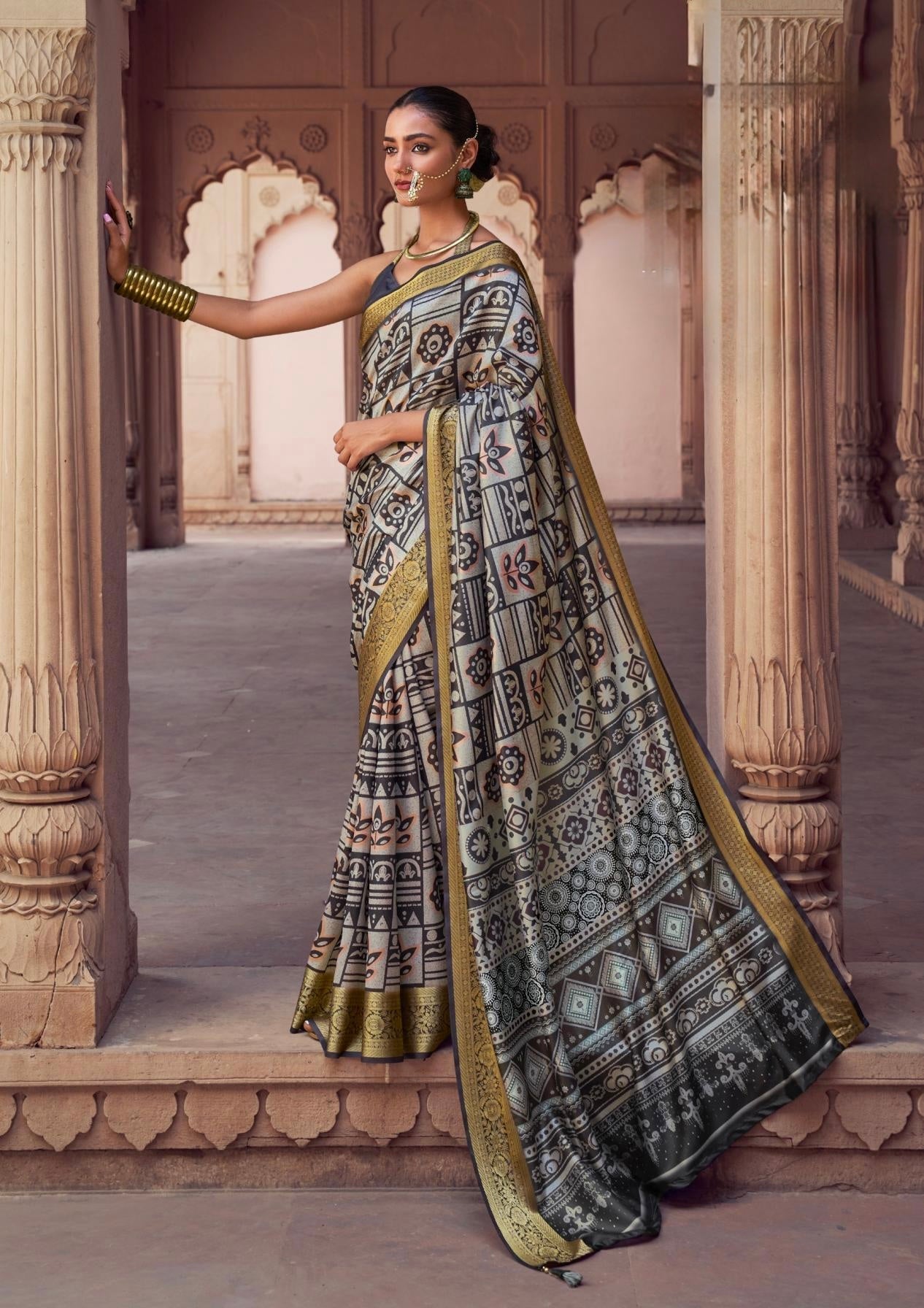 Silk Stylish Digital Print Saree for Formal Occassions
