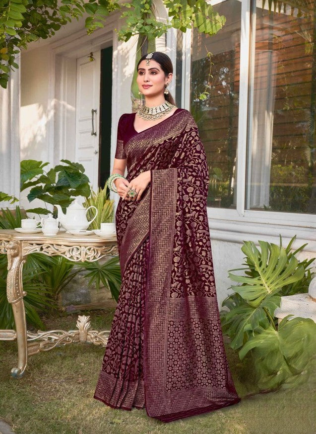PREMIUM MONGA SILK WEDDING WEAR SAREE