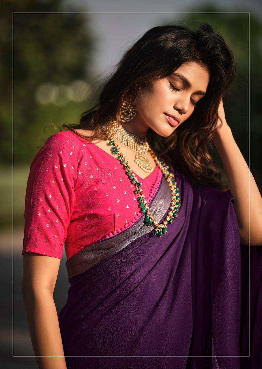 LINEN SAREE WITH FANCY BLOUSE