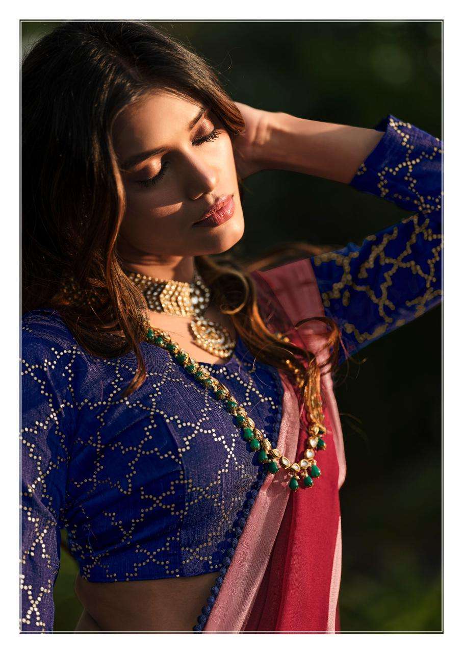 LINEN SAREE WITH FANCY BLOUSE