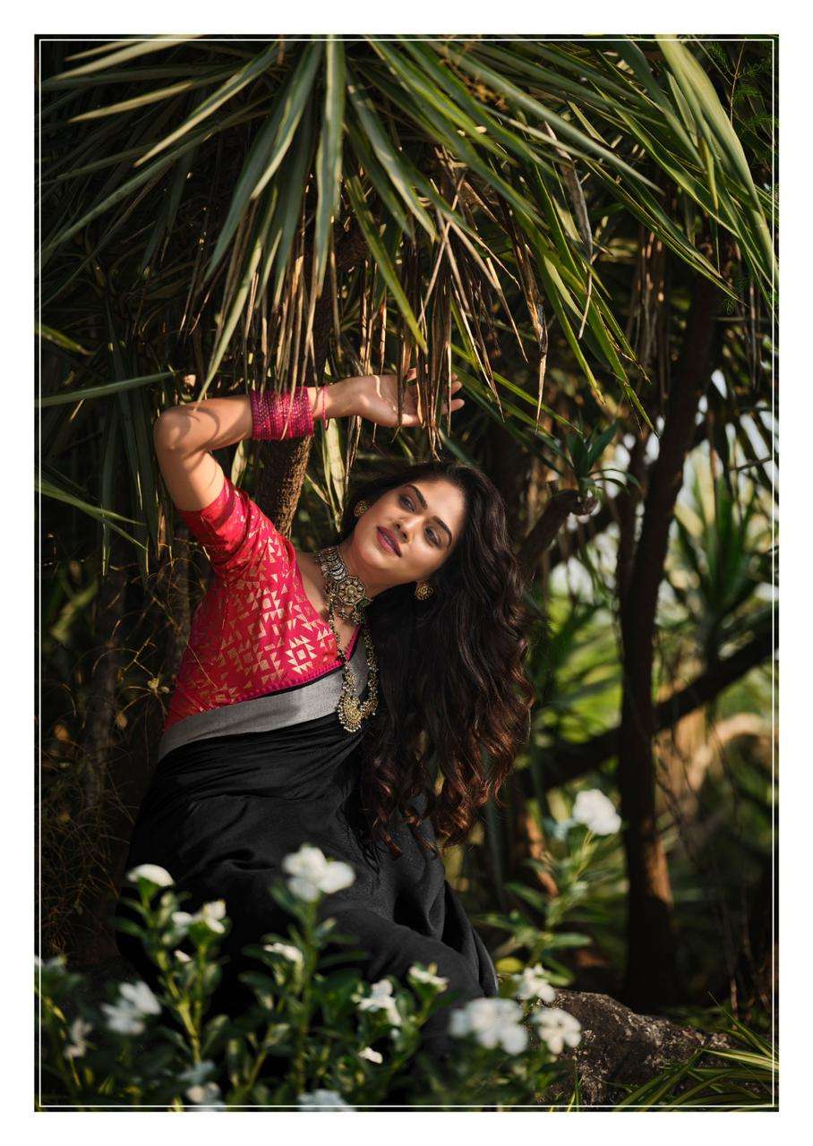 LINEN SAREE WITH FANCY BLOUSE