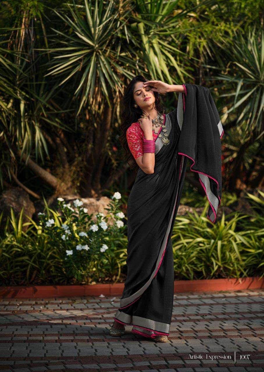 LINEN SAREE WITH FANCY BLOUSE