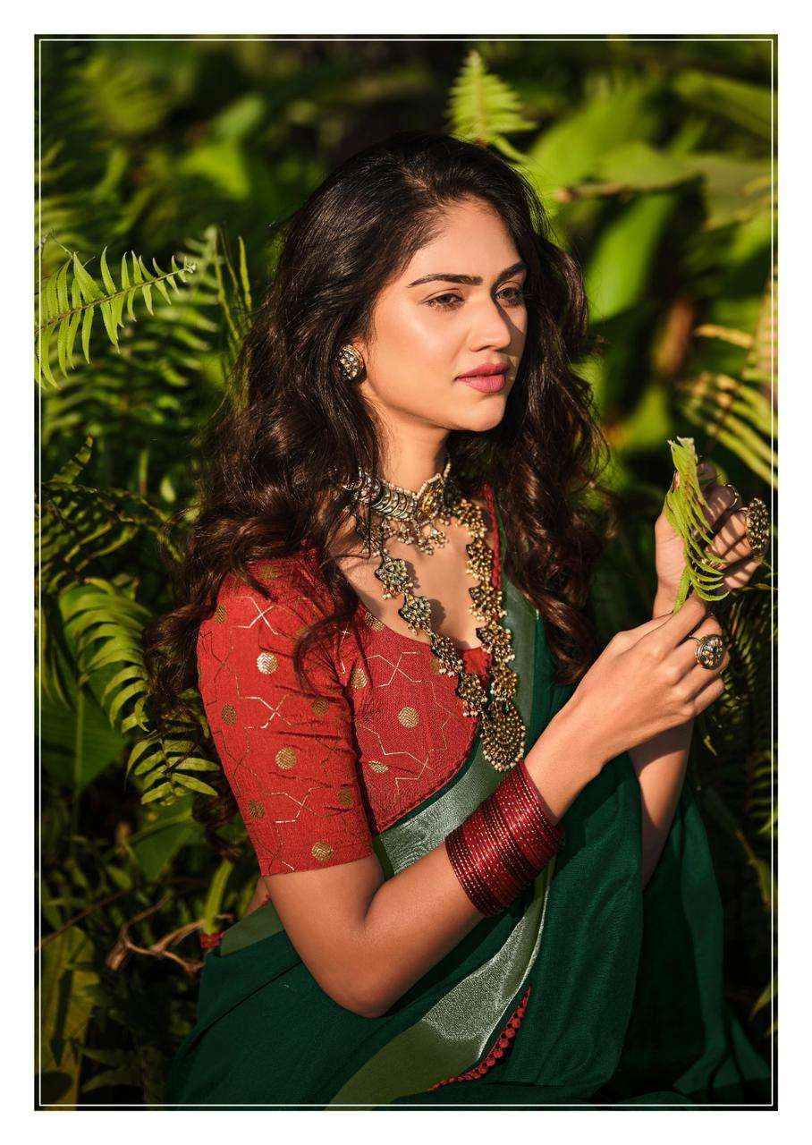 LINEN SAREE WITH FANCY BLOUSE