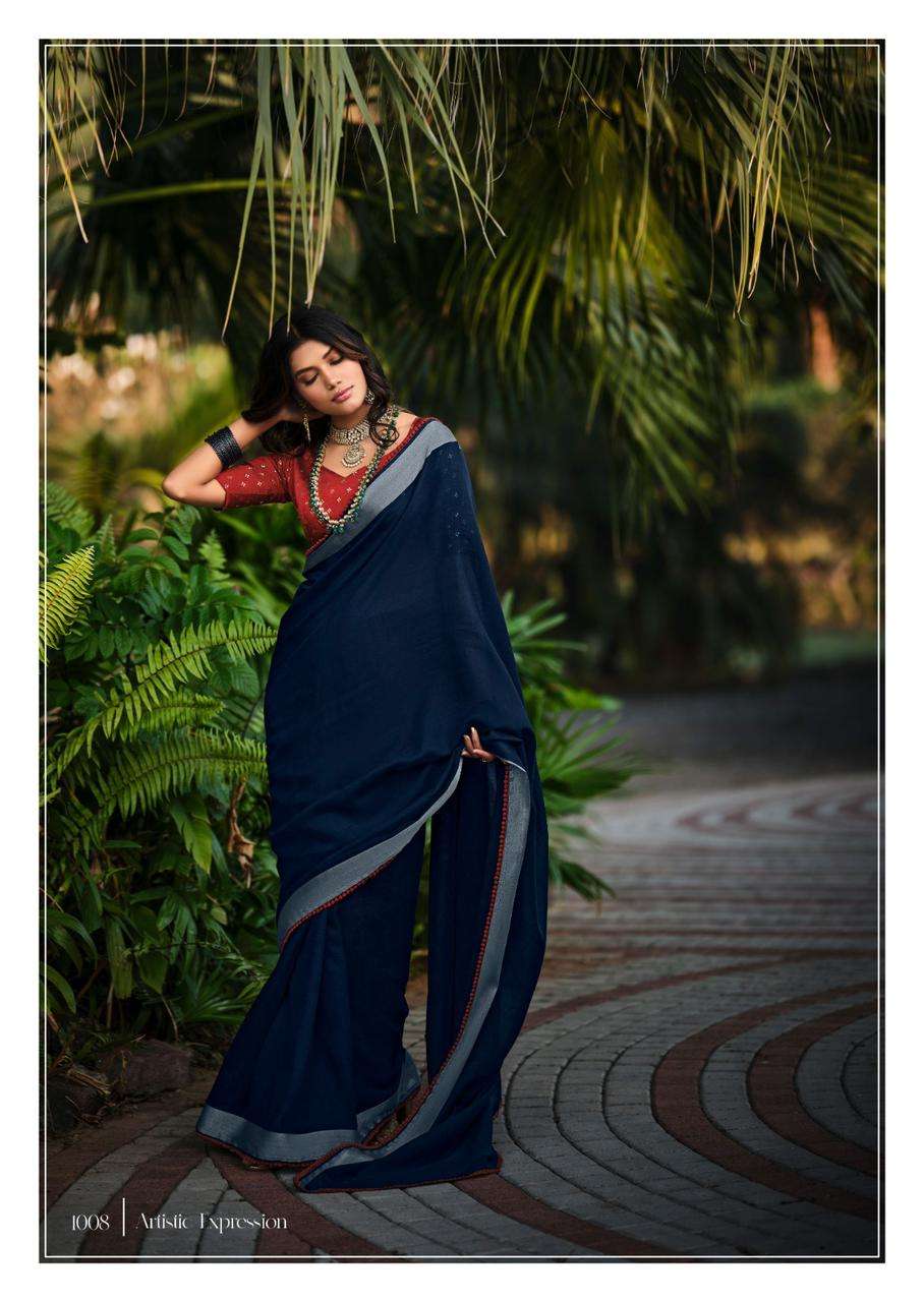 LINEN SAREE WITH FANCY BLOUSE
