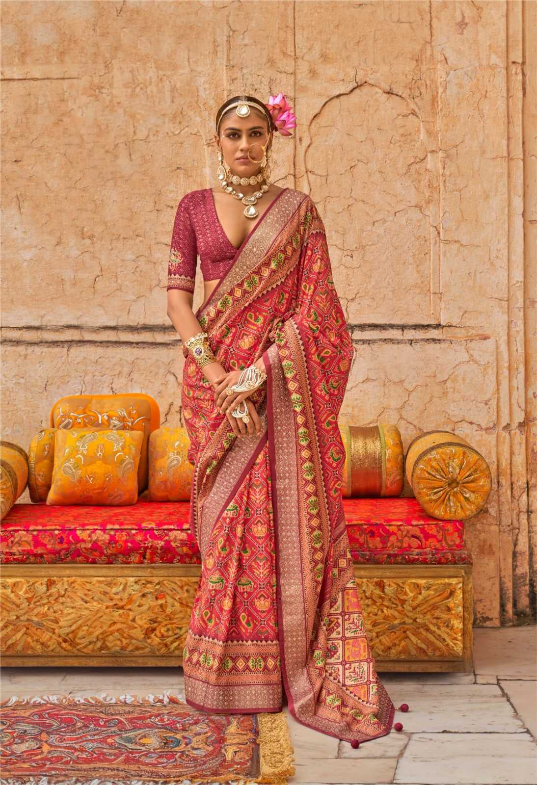 Patola Luxury Print Viscose Silk Wedding Wear Designer Saree