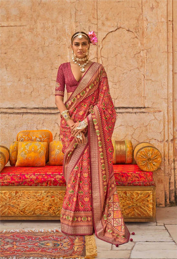 Patola Luxury Print Viscose Silk Wedding Wear Designer Saree
