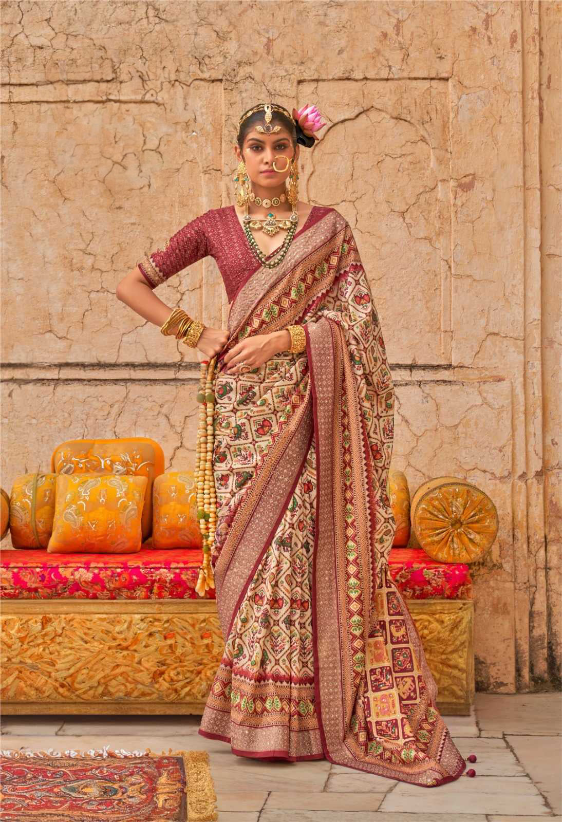 Patola Luxury Print Viscose Silk Wedding Wear Designer Saree