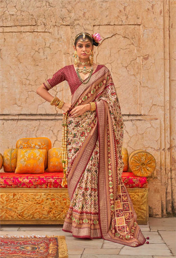 Patola Luxury Print Viscose Silk Wedding Wear Designer Saree