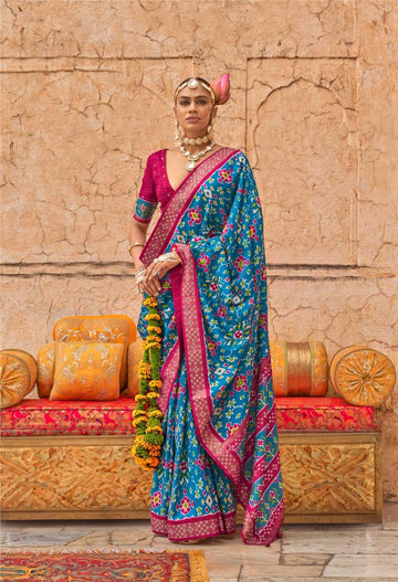 Patola Luxury Print Viscose Silk Wedding Wear Designer Saree