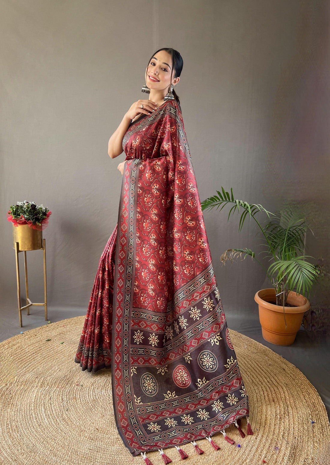 Kalamkari Print Silk Saree