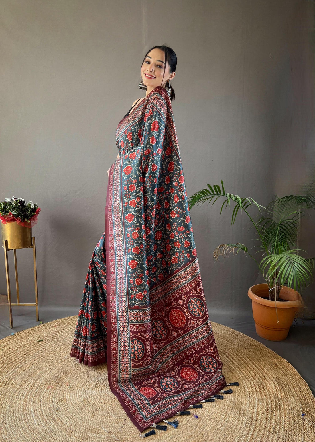 Kalamkari Print Silk Saree