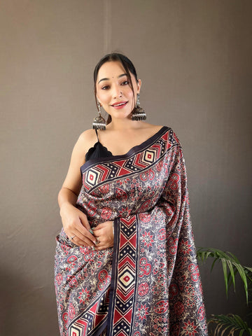 Kalamkari Print Silk Saree