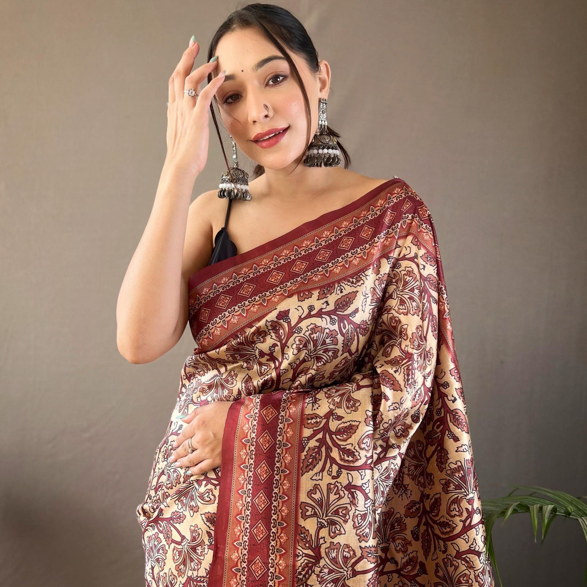 Kalamkari Print Silk Saree