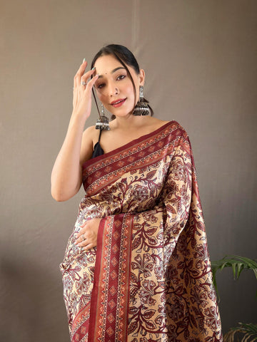 Kalamkari Print Silk Saree