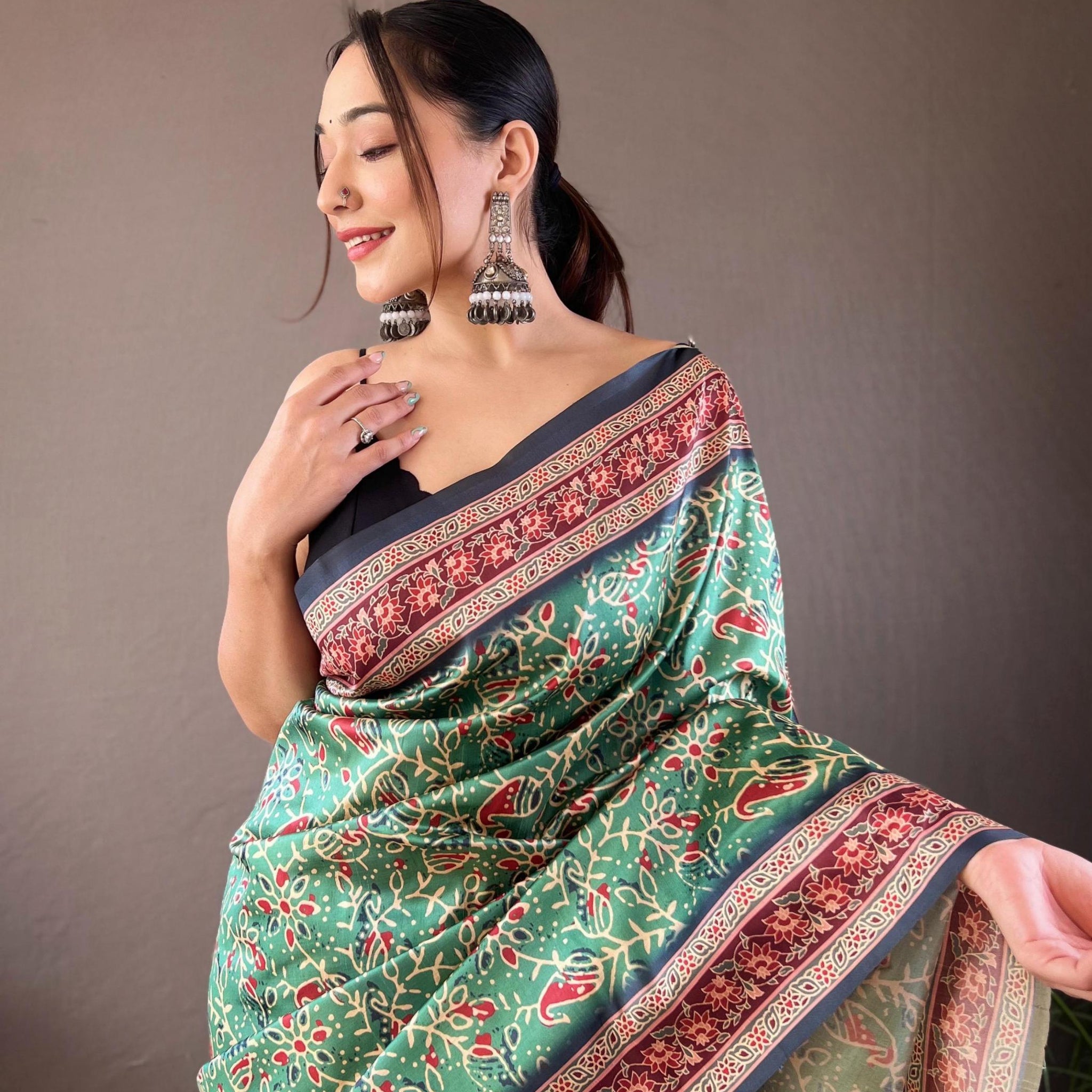 Kalamkari Print Silk Saree