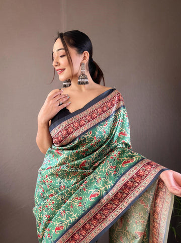 Kalamkari Print Silk Saree