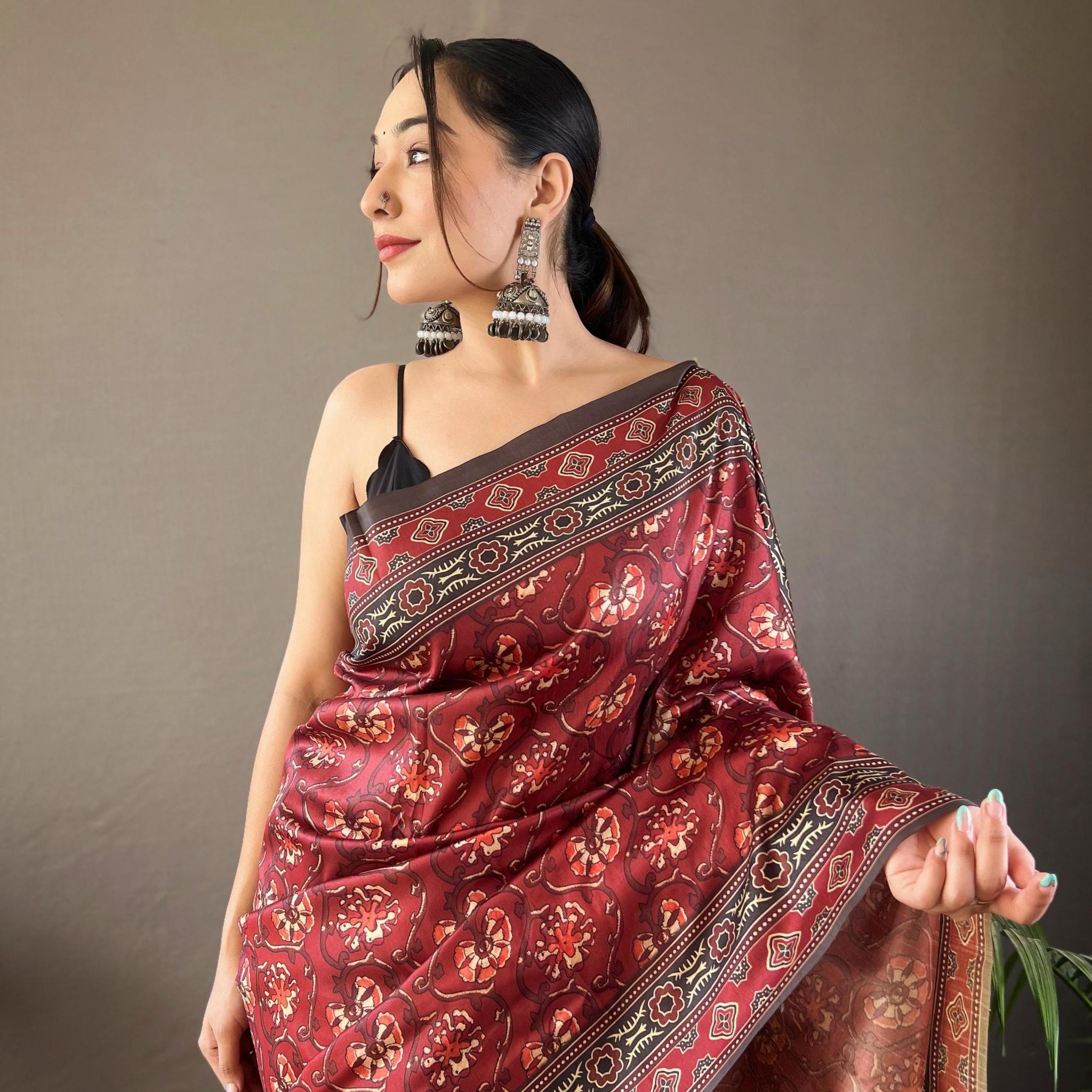 Kalamkari Print Silk Saree