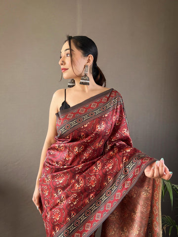 Kalamkari Print Silk Saree