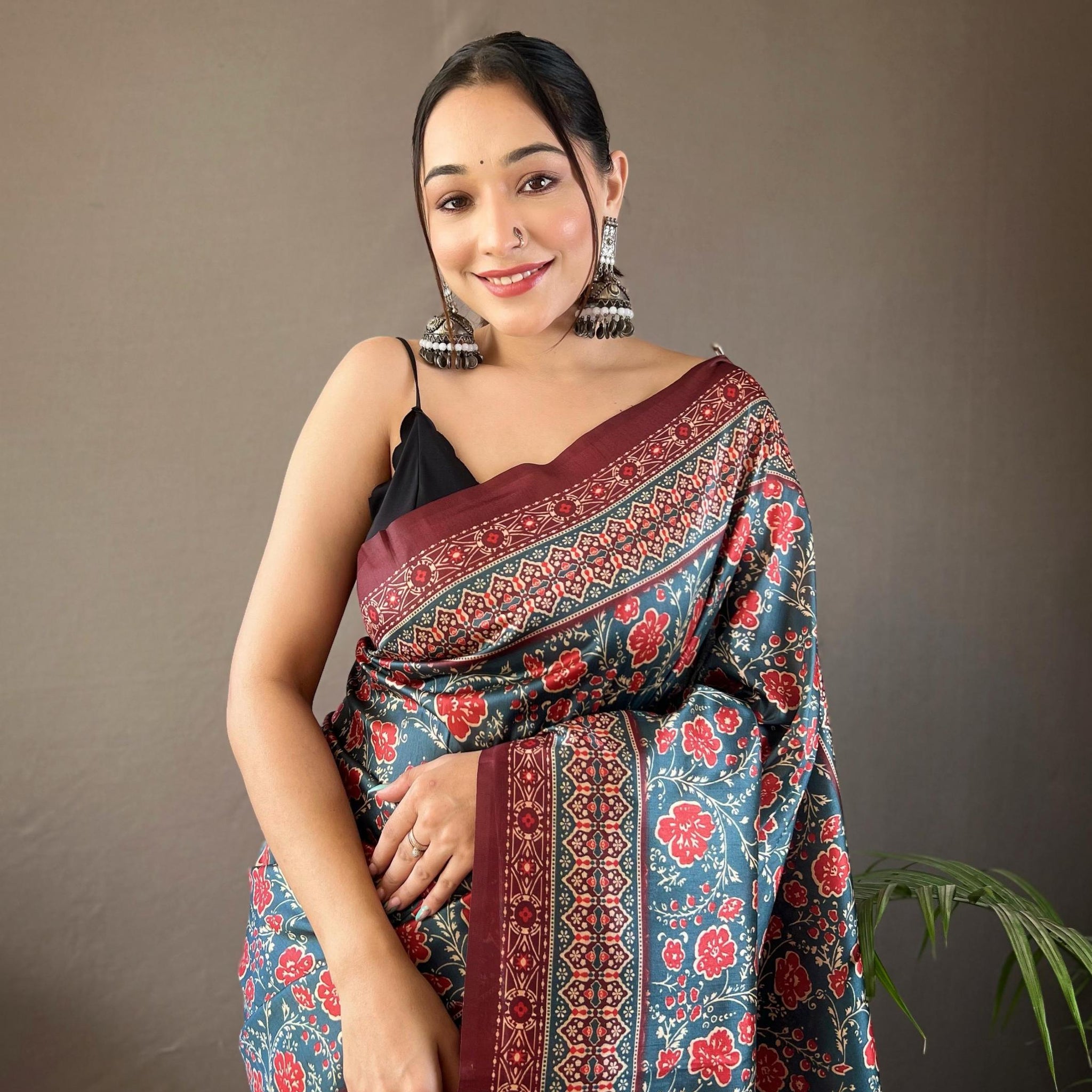 Kalamkari Print Silk Saree