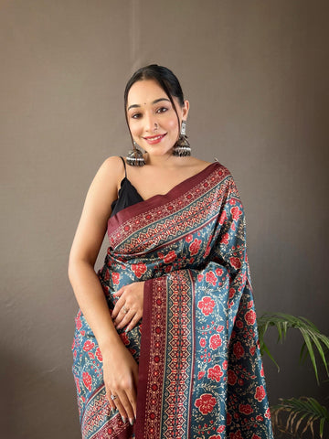 Kalamkari Print Silk Saree