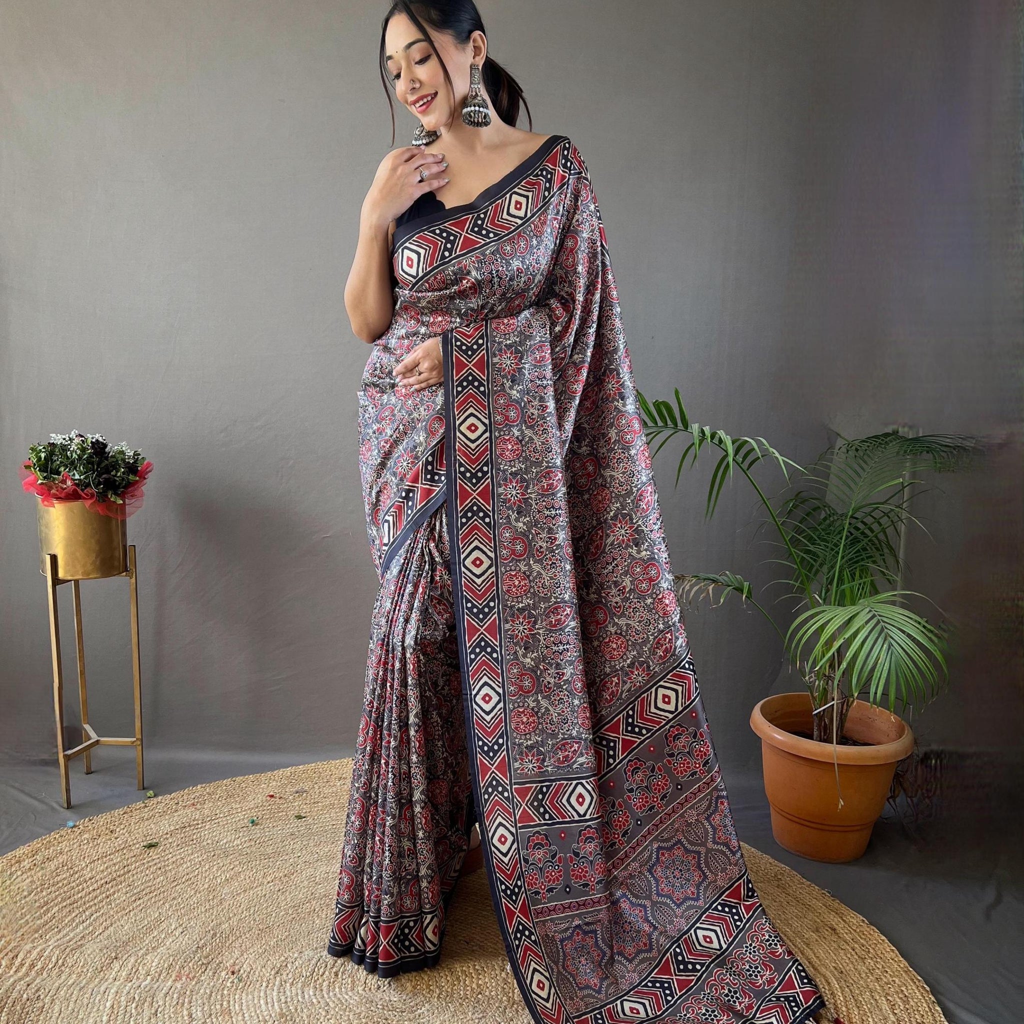 Kalamkari Print Silk Saree