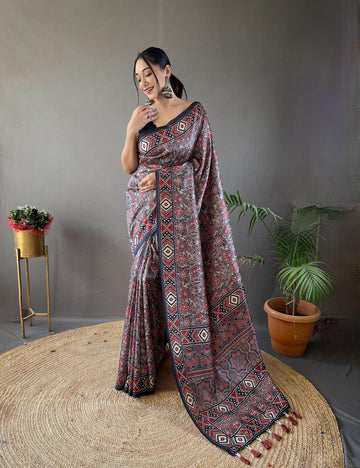 Kalamkari Print Silk Saree